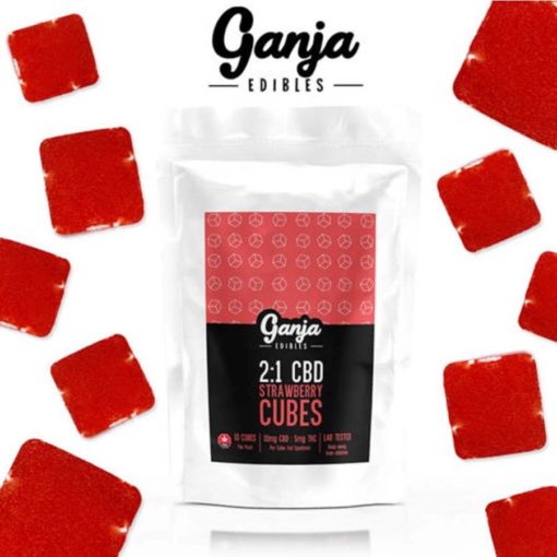 Ganja Cube Gummies – 2 1 Strawberry (10 x 10mg CBD 5mg THC)