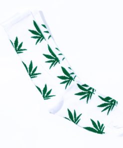 white green weed sock