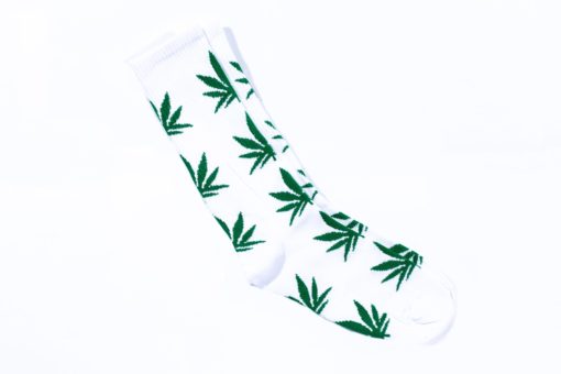 white green weed sock
