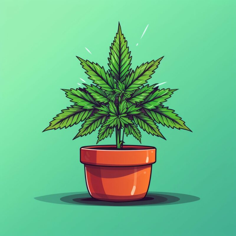 indica weed plant in a pot